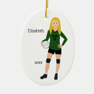 Décoration En Céramique Volleyball fille Blonde Vert & Noir