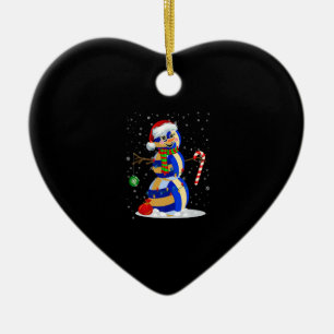 Décoration En Céramique Volleyball Snowman Funny Christmas Pajamas Matchin