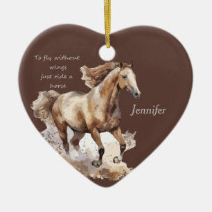 Décoration En Céramique Vols de Noël DATÉ Sans Ailes Cheval Amour