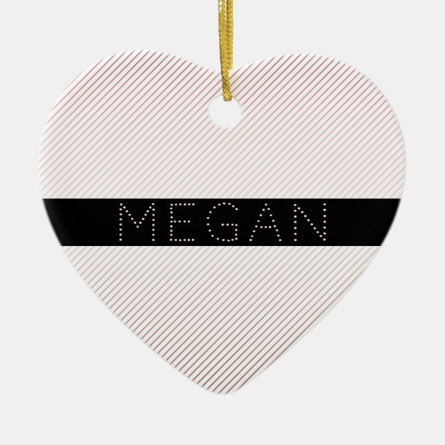 Décoration En Céramique Votre nom | Blanc fin et Rose subtil Ombre Stripes (Devant)