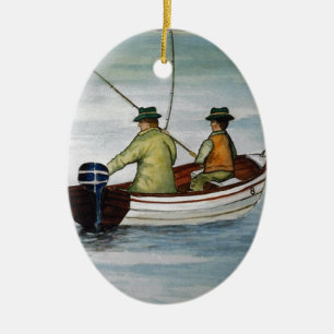 Décoration En Céramique Voyage de pêche père et fils