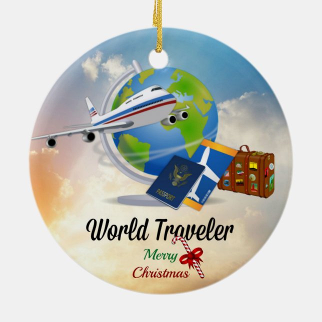 Décoration En Céramique Voyageur du monde, Joyeux Noël (Dos)