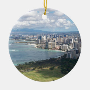 DÉCORATION EN CÉRAMIQUE VUE DE TÊTE OAHU, HAWAÏ DE DIAMANT
