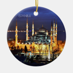 Décoration En Céramique Vue nocturne de la Mosquée Bleue d'Istanbul Turqui