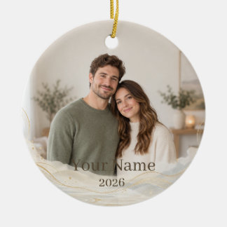 Décoration En Céramique Wabi-Sabi Wave Custom Photo Ornament