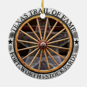 Décoration En Céramique Wagon Wheel & Boots of Fort Worth, Texas Ornament