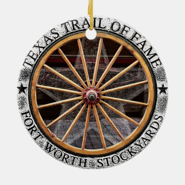 Décoration En Céramique Wagon Wheel de Fort Worth, Texas Céramique Ornamen (Dos)