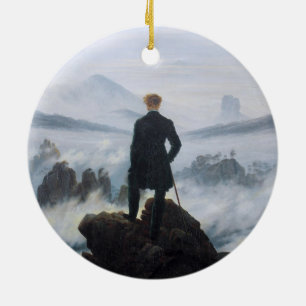 Décoration En Céramique Wanderer au-dessus de la mer de brouillard (par C.