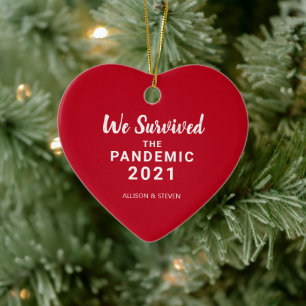 Décoration En Céramique We Survived the 2021 Pandemic Red Heart Couples