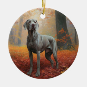 Décoration En Céramique Weimaraner en automne Leaves automne Inspire