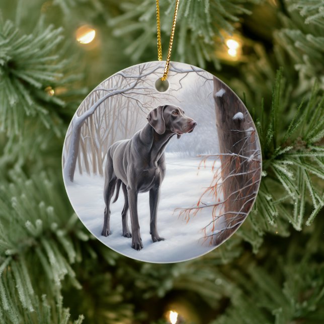 Décoration En Céramique Weimaraner Laisser Neige Noël (Arbre)