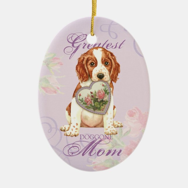 Décoration En Céramique Welsh Springer Spaniel Heart Maman (Devant)
