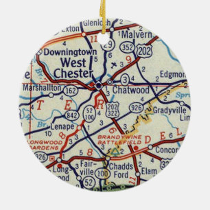 Décoration En Céramique West Chester PA Vintage Map