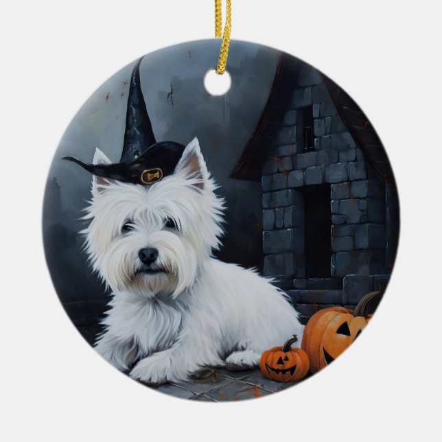 Décoration En Céramique West Highland White Terrier Citrouille Halloween (Devant)
