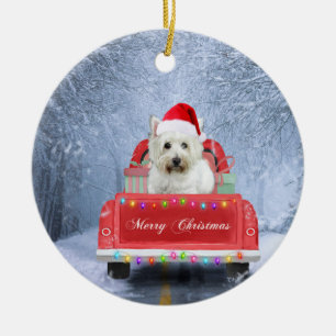 Décoration En Céramique West Highland White Terrier Dog dans un camion de 