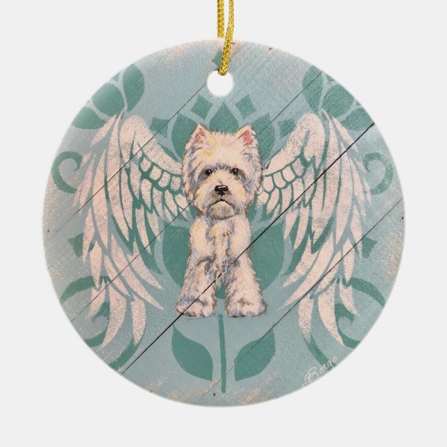 Décoration En Céramique Westie Angel Ornament de Noël (Devant)