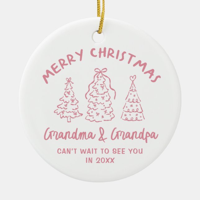 Décoration En Céramique Whimsical Grandparents Pregnancy Announcement (Devant)