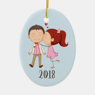 Décoration En Céramique Whimsical Kisser Couple Keepsaké Année