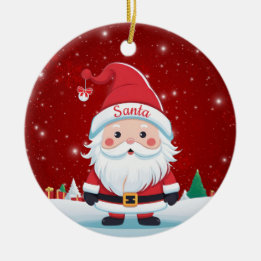 Décoration En Céramique Whimsical Santa Claus Christmas Berry Red 🎄🎅🏼