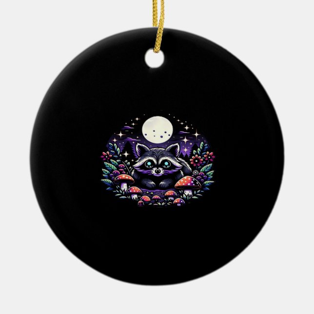 Décoration En Céramique Whimsigoth Raccoon Sous La Vinta Lune (Devant)