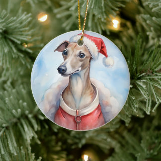 Décoration En Céramique Whippet Christmas Ornament - Festive Holiday