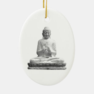 Décoration En Céramique White Buddha Statue