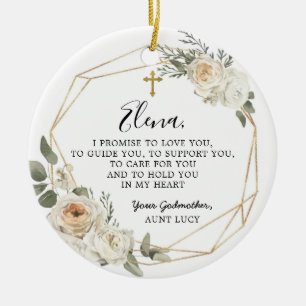 Décoration En Céramique White Floral géométrique Godmère Promesse Cadeau C
