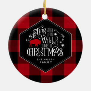 Décoration En Céramique Wild Wonderful Christmas Red Buffalo Plaid ID604
