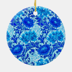 Décoration En Céramique William Morris Chrysanthemums Nuances de Denim Blu