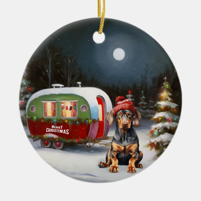 Décoration En Céramique Winter Doberman Caravan Christmas Adventure (Devant)