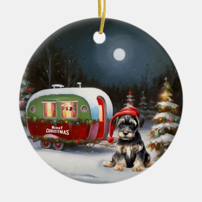 Décoration En Céramique Winter Schnauzer Caravan Christmas Adventure (Devant)