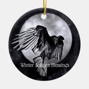 Décoration En Céramique Winter Solstice Blessing Raven or Crow Moon Pagan 