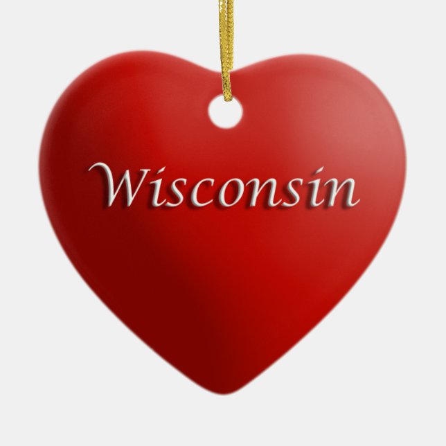 Décoration En Céramique Wisconsin Red Heart Keepsaké (Devant)