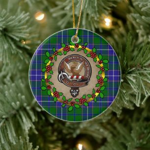 Décoration En Céramique Wishart Clan Badge & Tartan Noël personnalisé