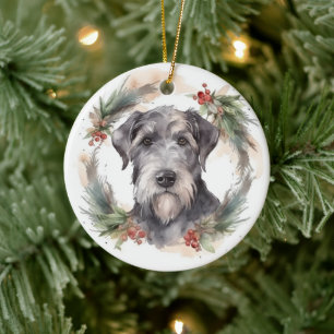 Décoration En Céramique Wolfhound Festive Wreath