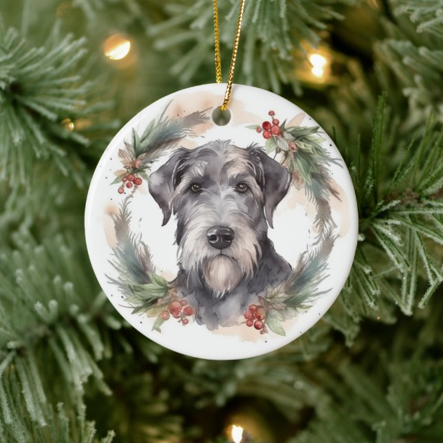 Décoration En Céramique Wolfhound Festive Wreath (Arbre)