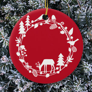 Décoration En Céramique Wreath de la forêt de cerfs