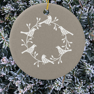 Décoration En Céramique Wreath d'oiseaux blanc sur Scandi moderne neutre