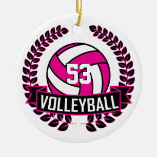 Décoration En Céramique Wreath du logo de volleyball 🏐 rose et noir chaud