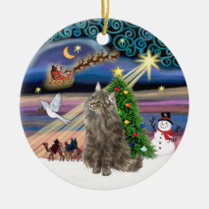 Décoration En Céramique Xmas Magic - Norwegian Forest cat