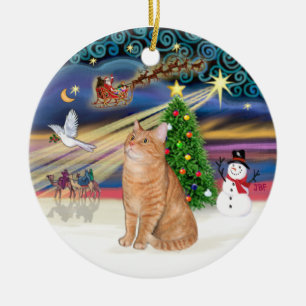 Décoration En Céramique Xmas Magic - Orange tabby cat 40