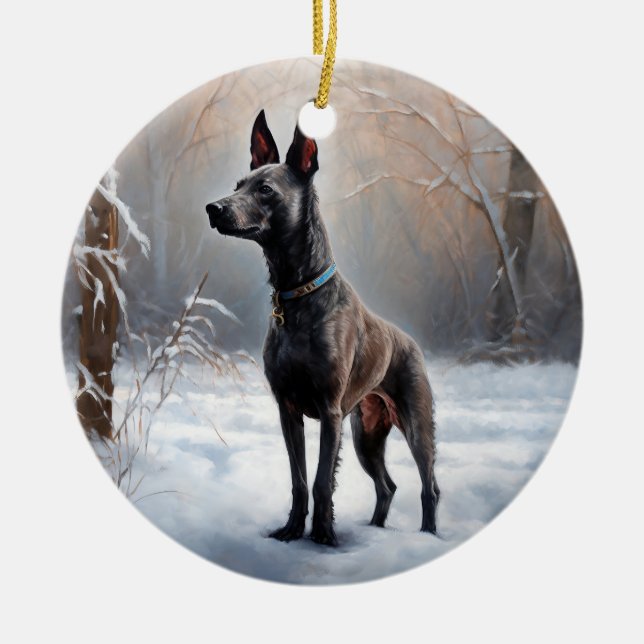 Décoration En Céramique Xoloitzcuintli Laisser neiger Noël (Devant)