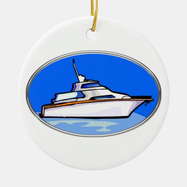 Décoration En Céramique Yacht dans l'ovale (Devant)