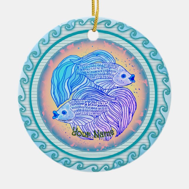 Décoration En Céramique Yin Yang Fish  (Devant)