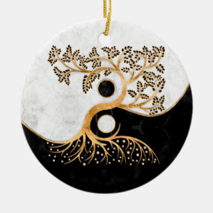 Décoration En Céramique Yin Yang Tree - Marbres et or