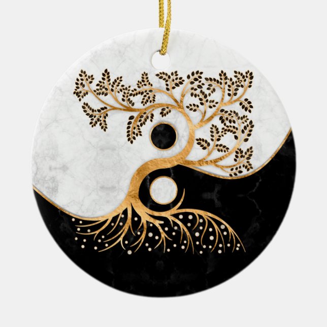 Décoration En Céramique Yin Yang Tree - Marbres et or (Devant)