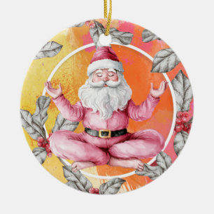 Décoration En Céramique Yoga Christmas Santa Claus posant Yoga Holiday