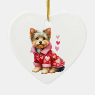 Décoration En Céramique Yorkshire personnalisé Terrier Chien Valentine