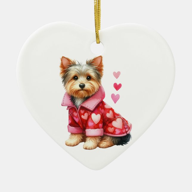 Décoration En Céramique Yorkshire personnalisé Terrier Chien Valentine (Devant)