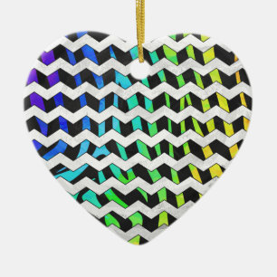 Décoration En Céramique Zebra Chevron noir et arc-en-ciel